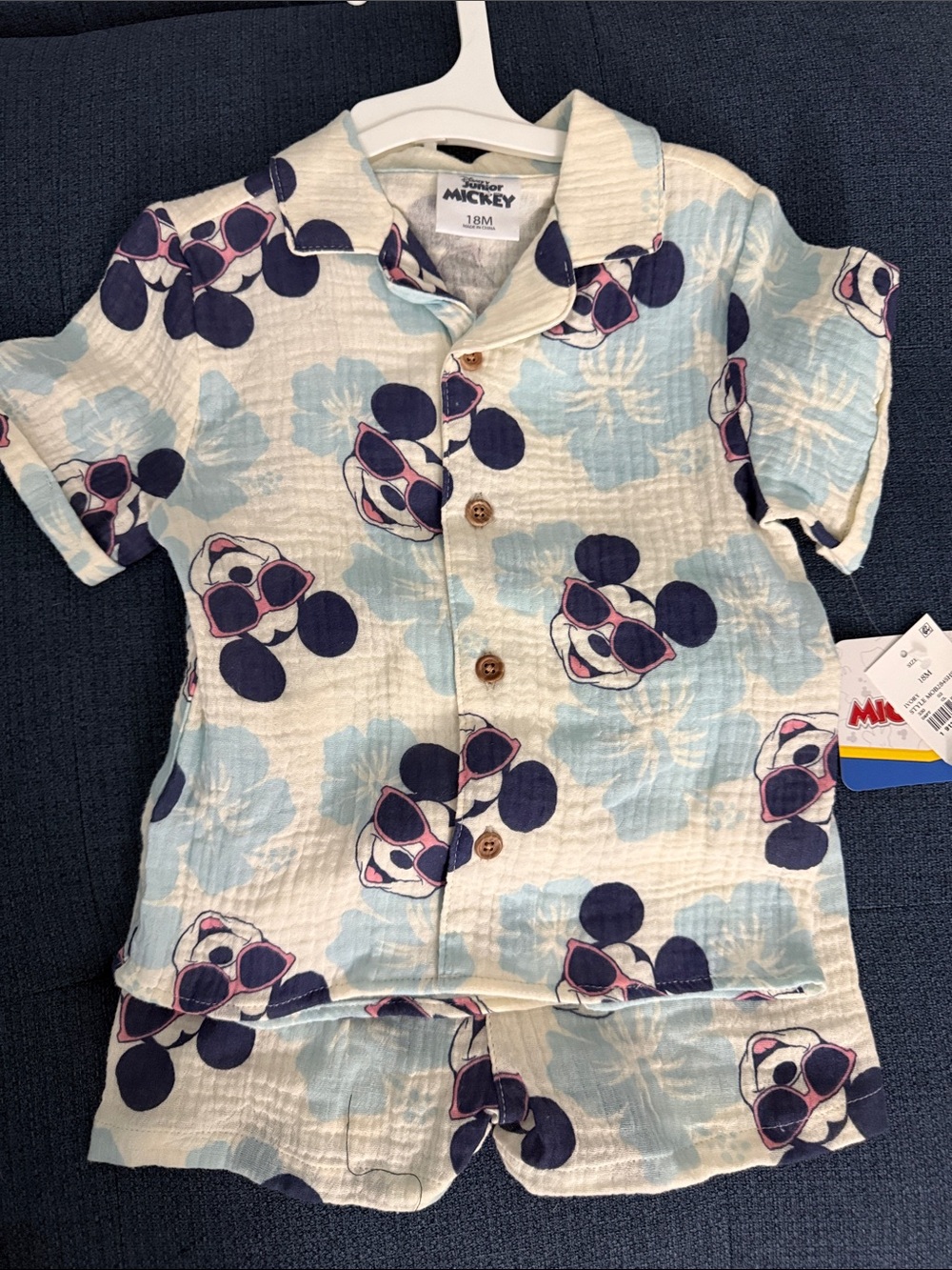 Kids Light Blue Floral Matching Set - 18M